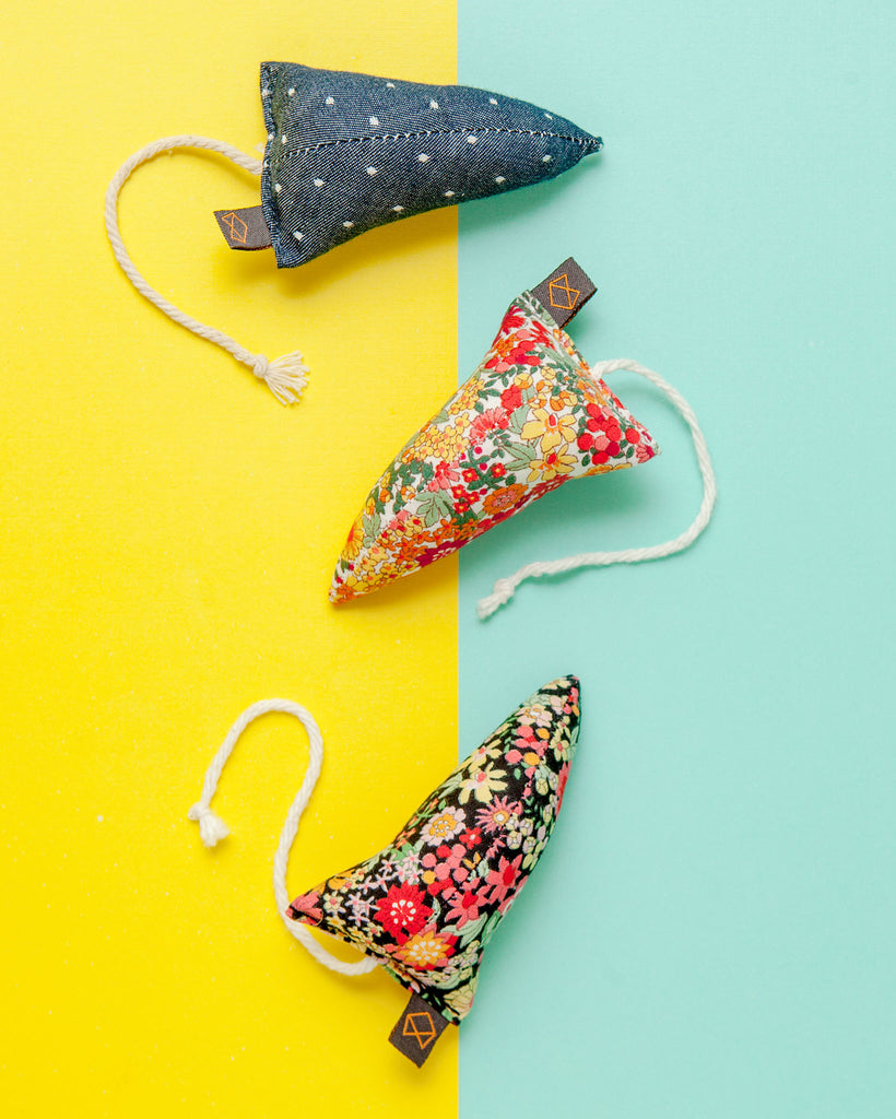 Three Modern Mice Cat Toys in Floral (Made in the USA) (FINAL SALE) CAT MODERN BEAST   