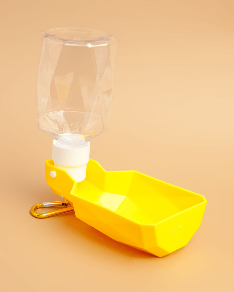 Dog Travel Water Bottle with Foldout Bowl in Yellow << FINAL SALE >> WALK GF PET   