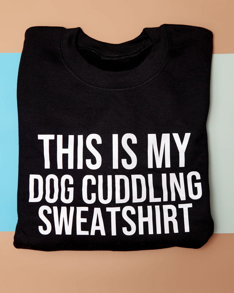 Dog Cuddling Crewneck Sweatshirt in Black (FINAL SALE) Human DAPPER DEXTER   