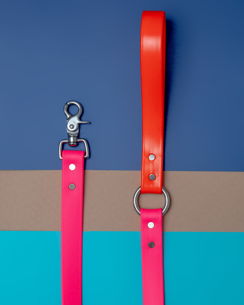 City Leash in Neon Pink & Neon Orange (4 or 6 Foot) (Made in the USA) WALK DOG & CO. COLLECTION   