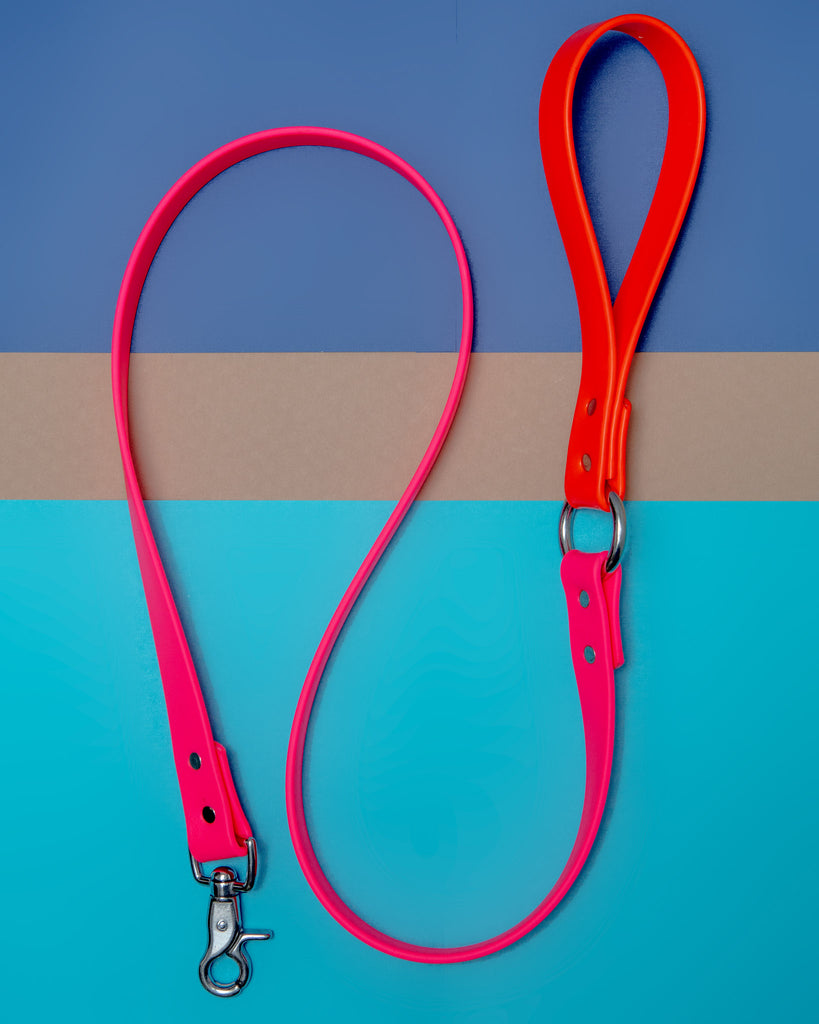 City Leash in Neon Pink & Neon Orange (4 or 6 Foot) (Made in the USA) WALK DOG & CO. COLLECTION   