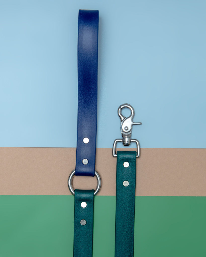 City Leash in Hunter Green & Navy (4 or 6 Foot) (Made in the USA) WALK DOG & CO. COLLECTION   
