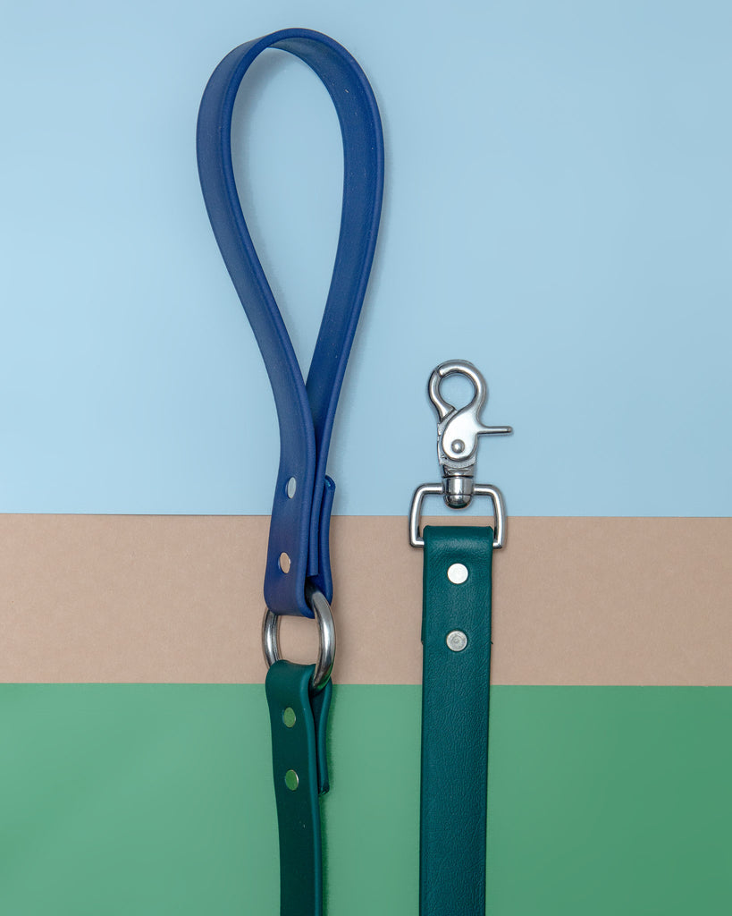 City Leash in Hunter Green & Navy (4 or 6 Foot) (Made in the USA) WALK DOG & CO. COLLECTION   