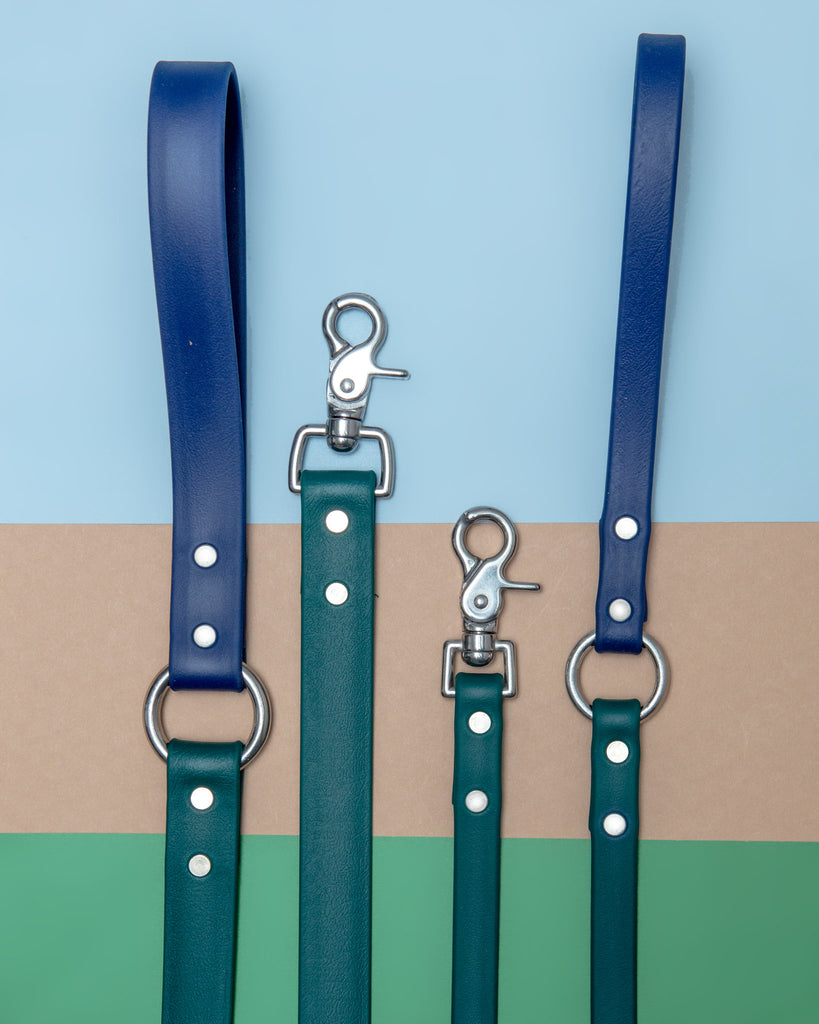 City Leash in Hunter Green & Navy (4 or 6 Foot) (Made in the USA) WALK DOG & CO. COLLECTION   