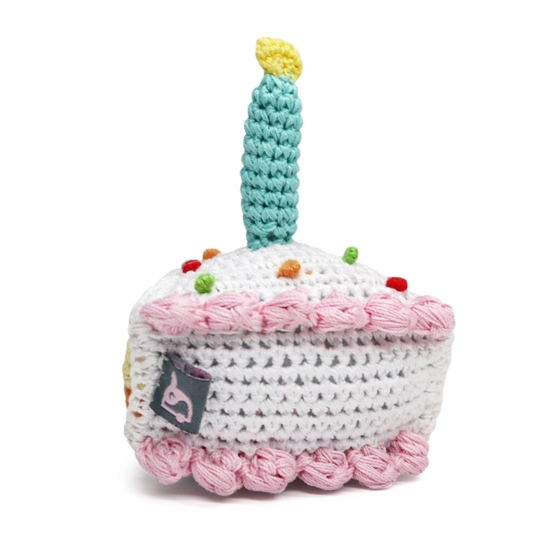 Birthday Cake Squeaky Knit Dog Toy Play DOGO   