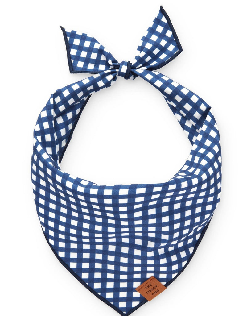 Navy Gingham Dog Bandana (Made in the USA) (FINAL SALE) Wear THE FOGGY DOG   