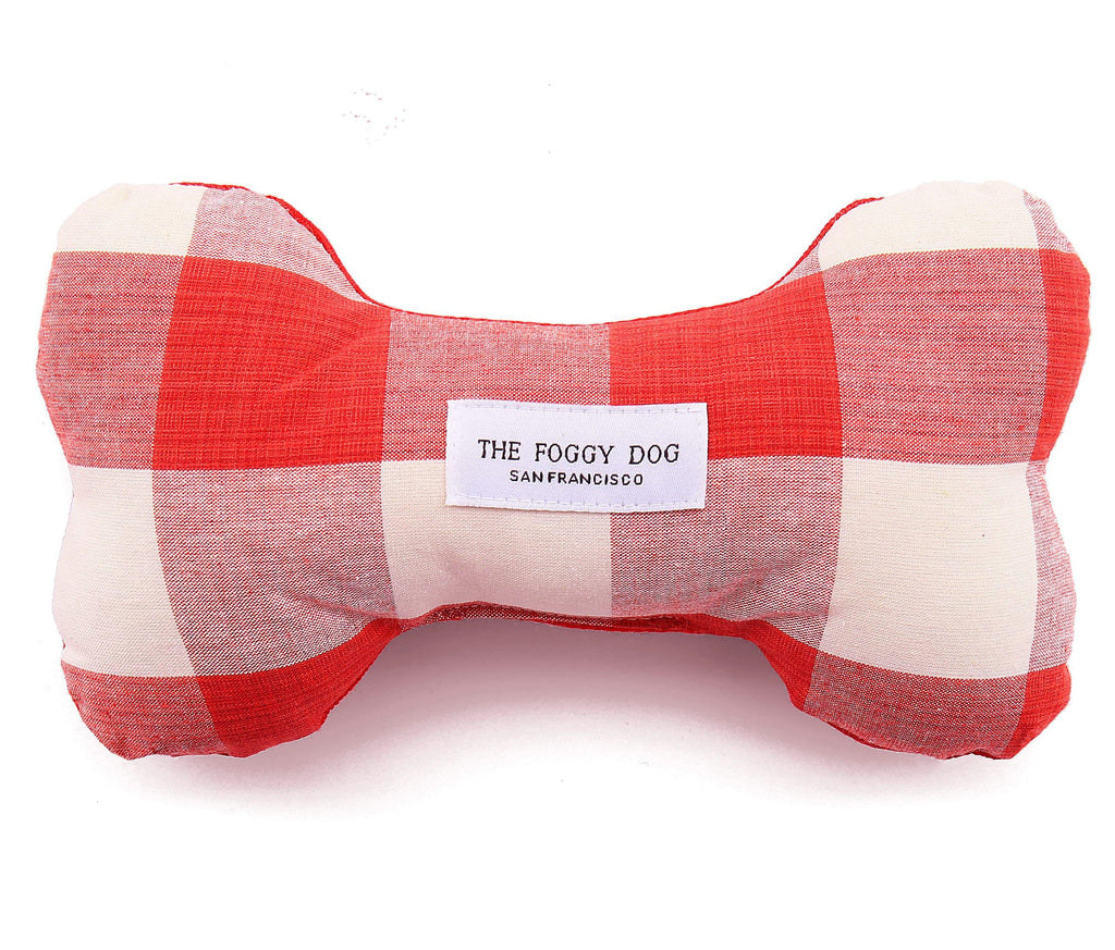 THE FOGGY DOG | Red Gingham Dog Bone Toy Toys THE FOGGY DOG   