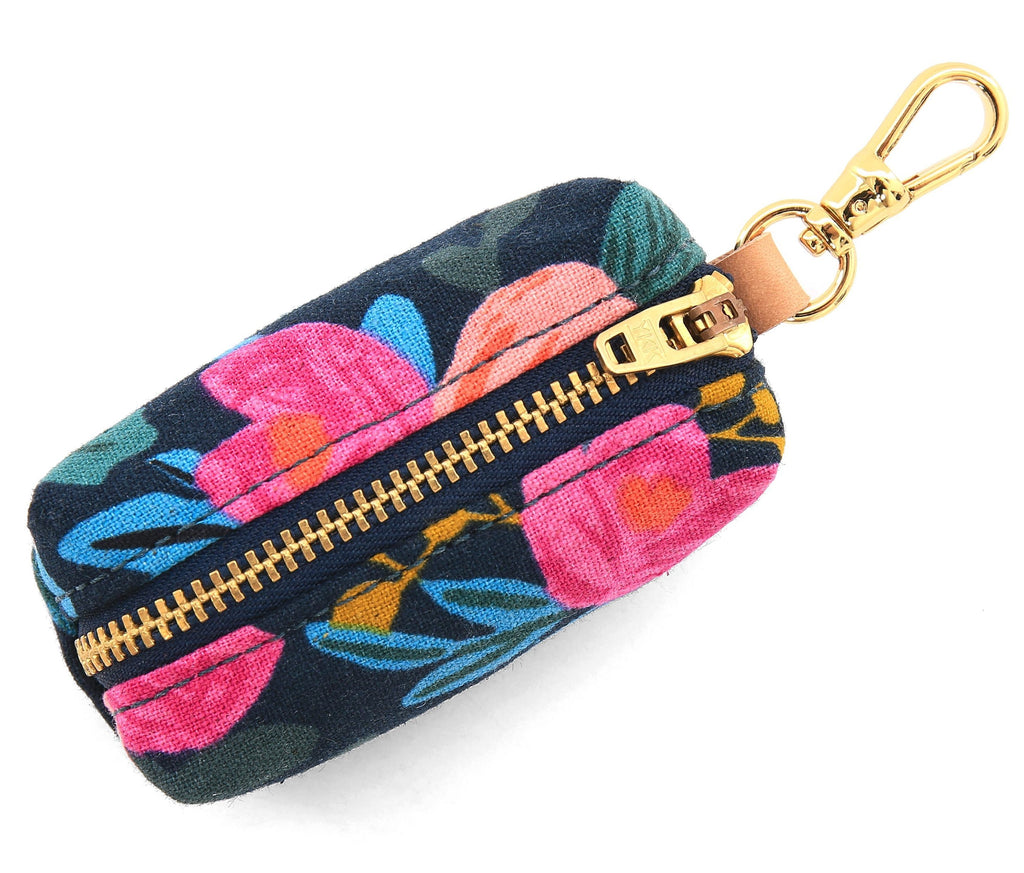 Rosa Floral Navy Leash Bag WALK THE FOGGY DOG   