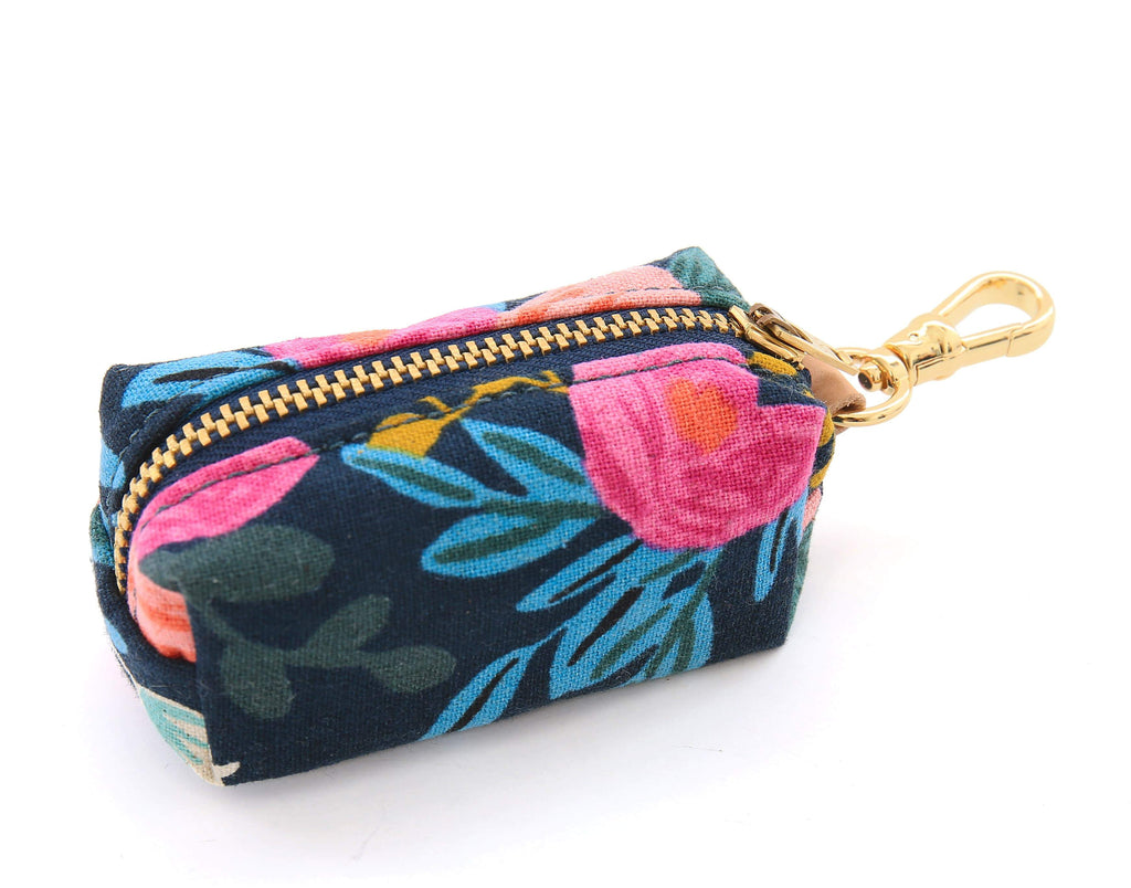 Rosa Floral Navy Leash Bag WALK THE FOGGY DOG   