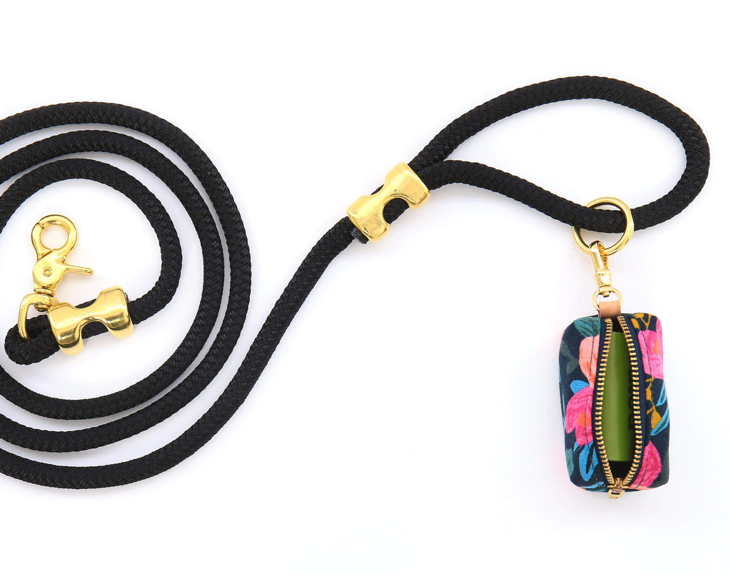 Rosa Floral Navy Leash Bag WALK THE FOGGY DOG   
