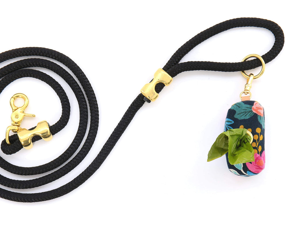 Rosa Floral Navy Leash Bag WALK THE FOGGY DOG   