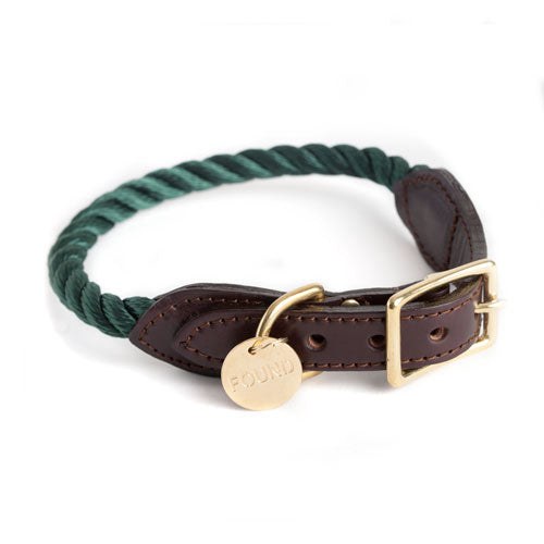 Rope Collar in Hunter Green (Made in the USA) (FINAL SALE) WALK FOUND MY ANIMAL   