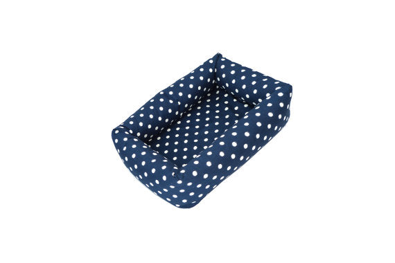 FITZ & FELLOW | Bolster Bed in Navy Ikat Dot | DOG & CO.