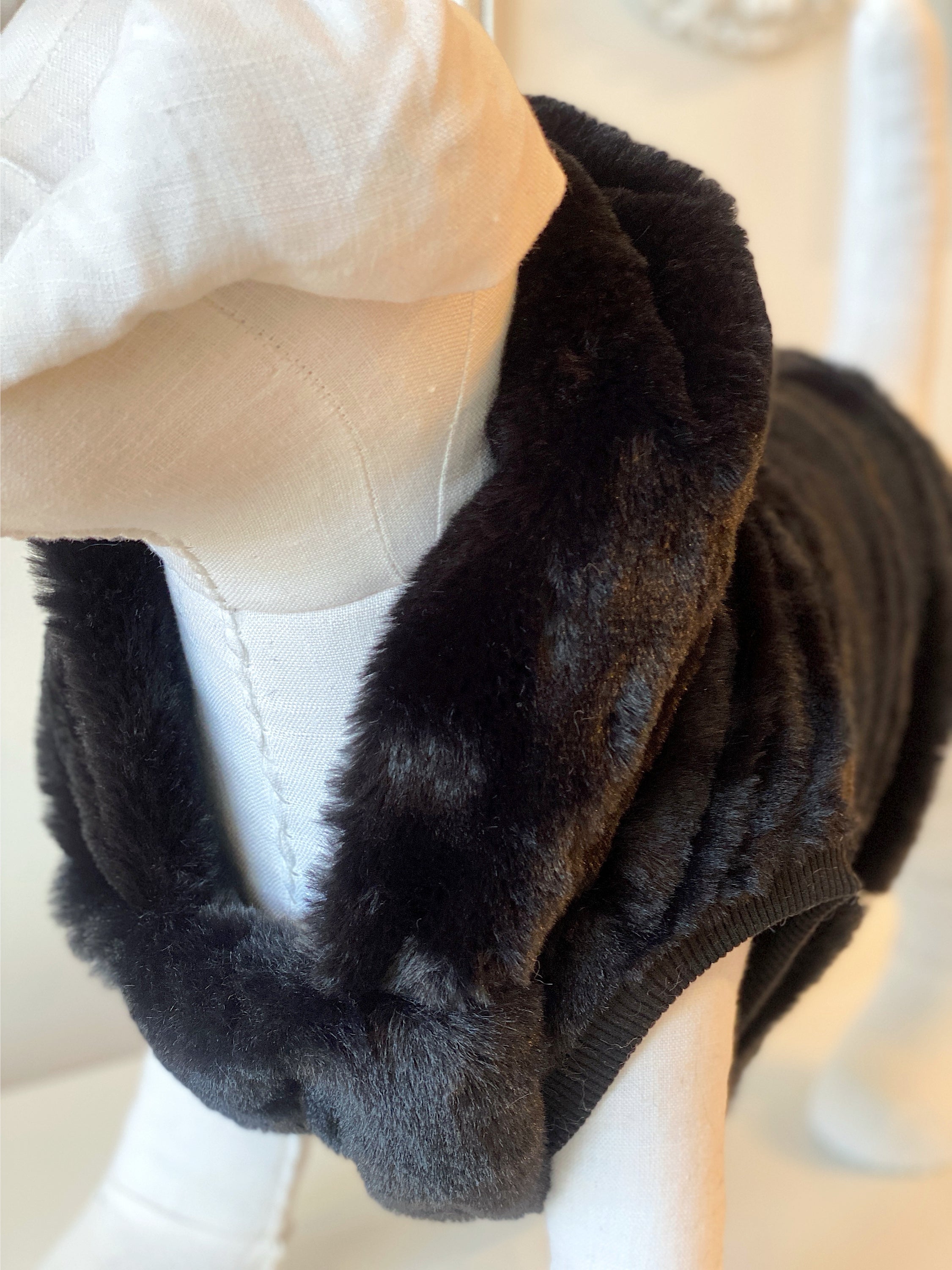 犬服・アクセサリー BRAND:FOUND MY ANIMAL Fur Hoodie FOUND MY ANIMAL | Faux Fur Dog Hoodie in Black | DOG & CO.