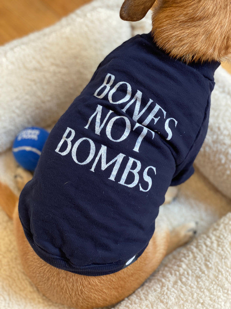 Cut-Sleeve “Bones Not Bombs” T-Shirt (Made in the USA) (FINAL SALE) wear DOG & CO. COLLECTION   