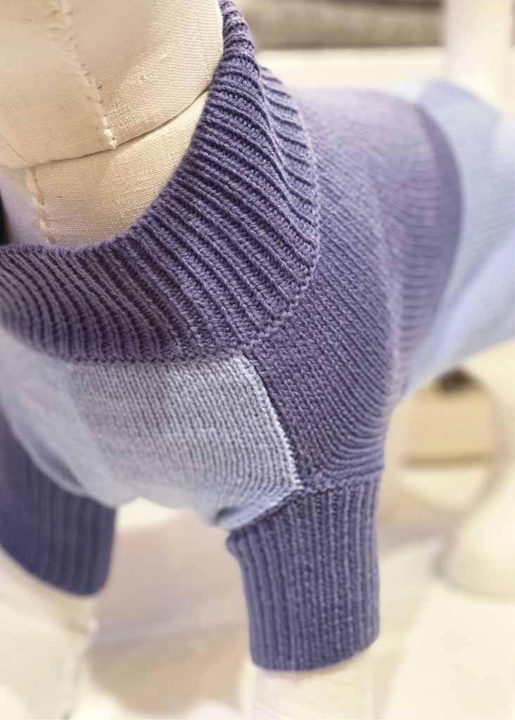 Colorblock Knit Dog Sweater in 2-Tone Blue<br>((FINAL SALE)) Wear KNIT BON BONS   