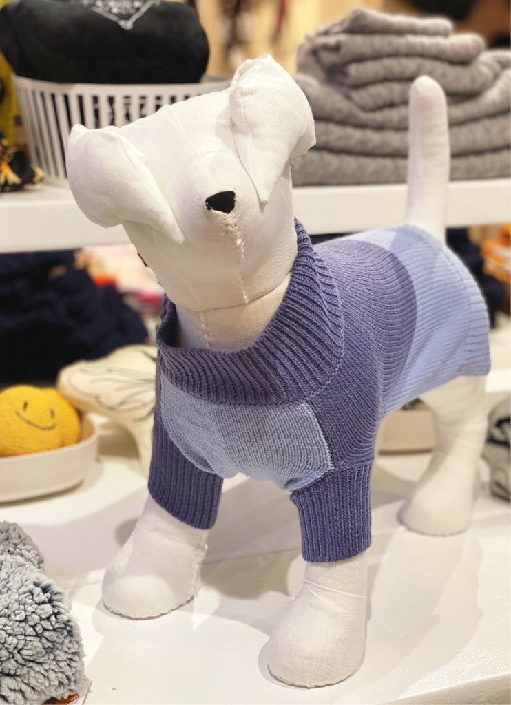 Colorblock Knit Dog Sweater in 2-Tone Blue<br>((FINAL SALE)) Wear KNIT BON BONS   