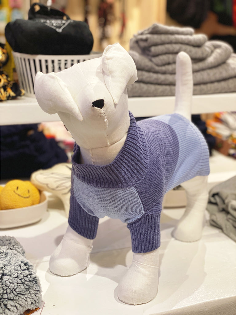 Colorblock Knit Dog Sweater in 2-Tone Blue<br>((FINAL SALE)) Wear KNIT BON BONS   