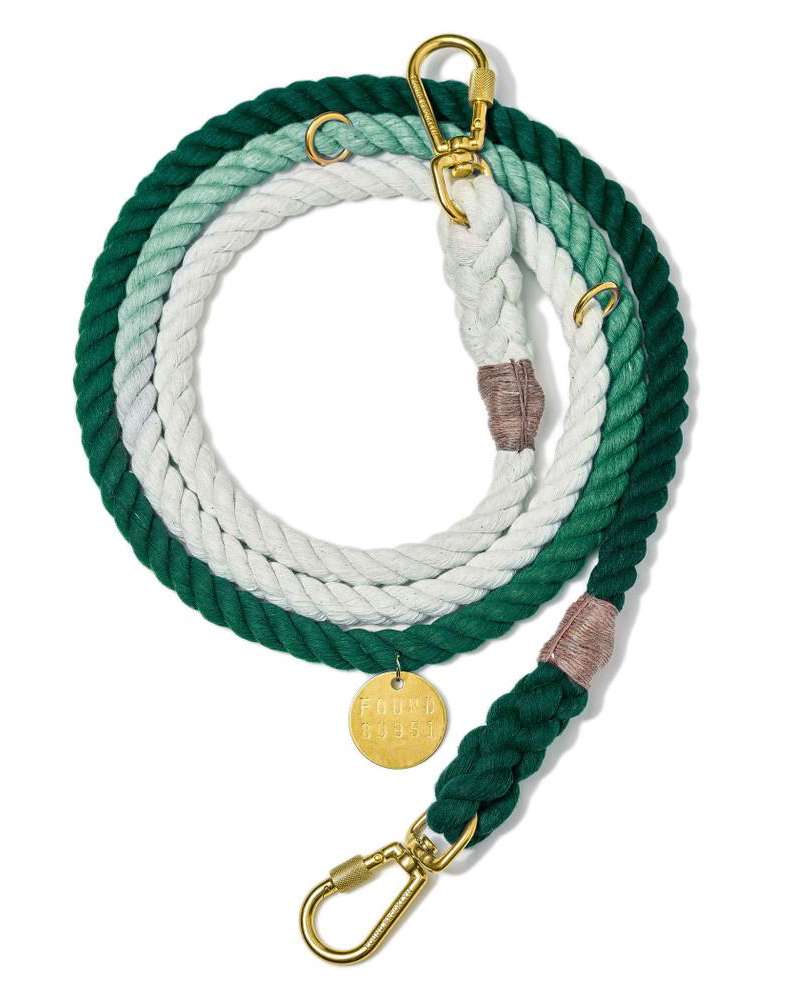 Adjustable Rope Lead in Teal Ombre (Made in the USA) WALK FOUND MY ANIMAL   