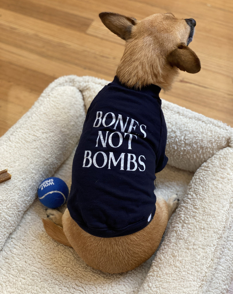Cut-Sleeve “Bones Not Bombs” T-Shirt (Made in the USA) (FINAL SALE) wear DOG & CO. COLLECTION   
