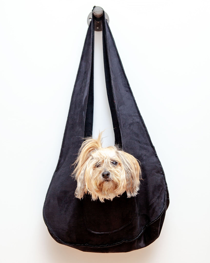 Boho Dog Sling Carrier Bag in Black (Made in the USA) (FINAL SALE) Carry THE DOG SQUAD   