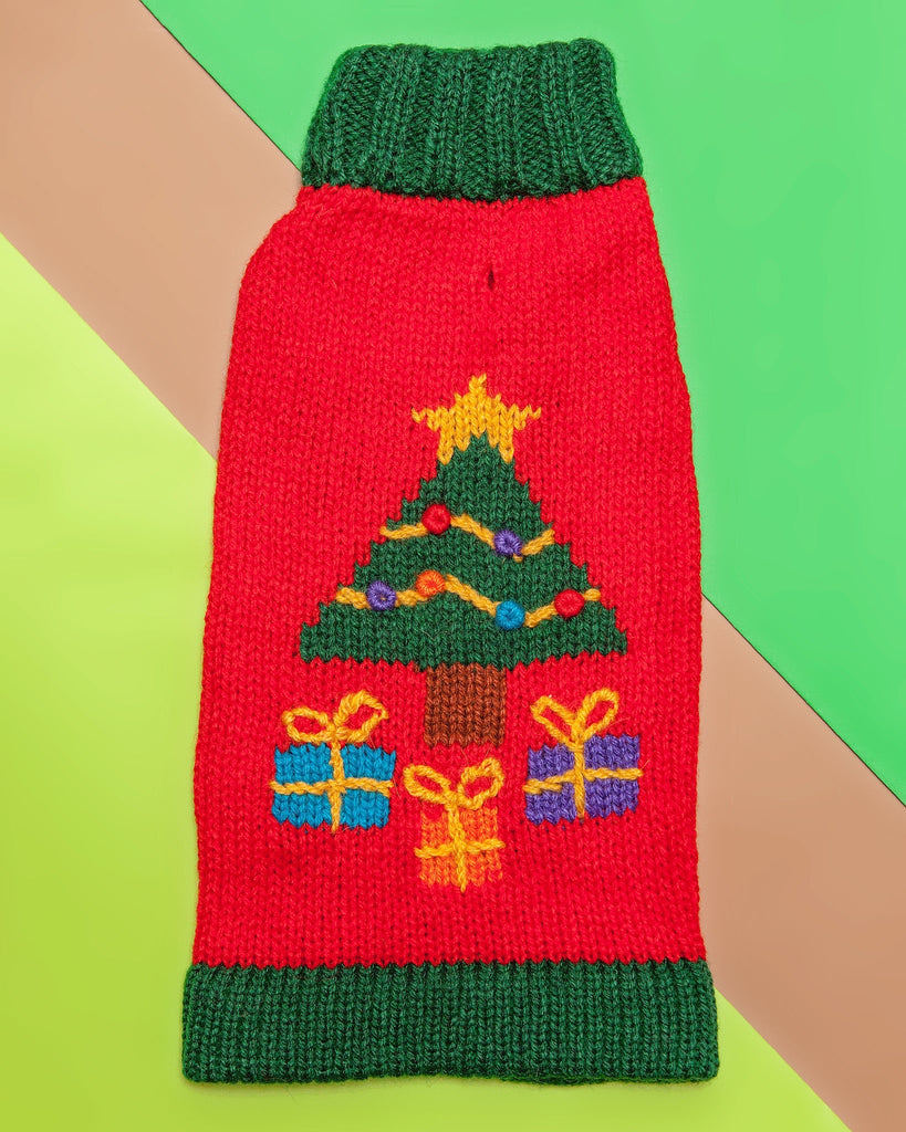 Barking Around the Christmas Tree Handknit Dog Sweater Wear PERUVIAN KNITS   