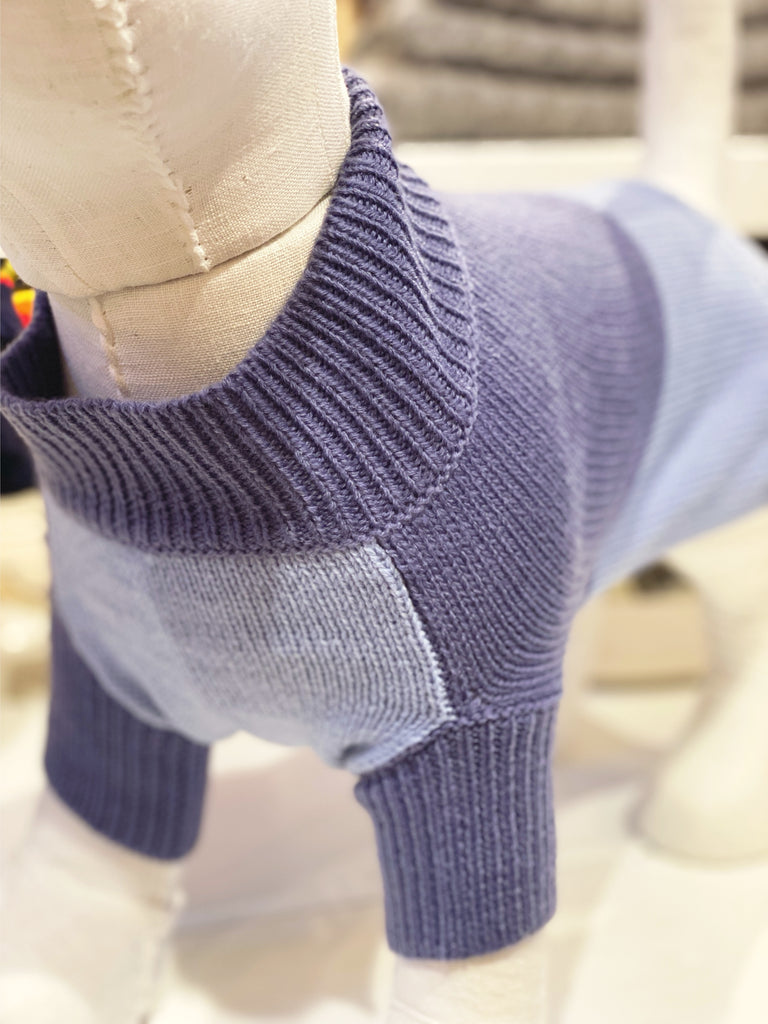 Colorblock Knit Dog Sweater in 2-Tone Blue<br>((FINAL SALE)) Wear KNIT BON BONS   