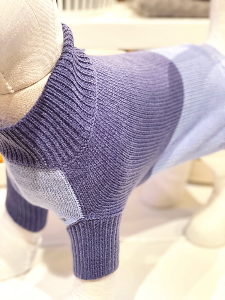 Colorblock Knit Dog Sweater in 2-Tone Blue<br>((FINAL SALE)) Wear KNIT BON BONS   