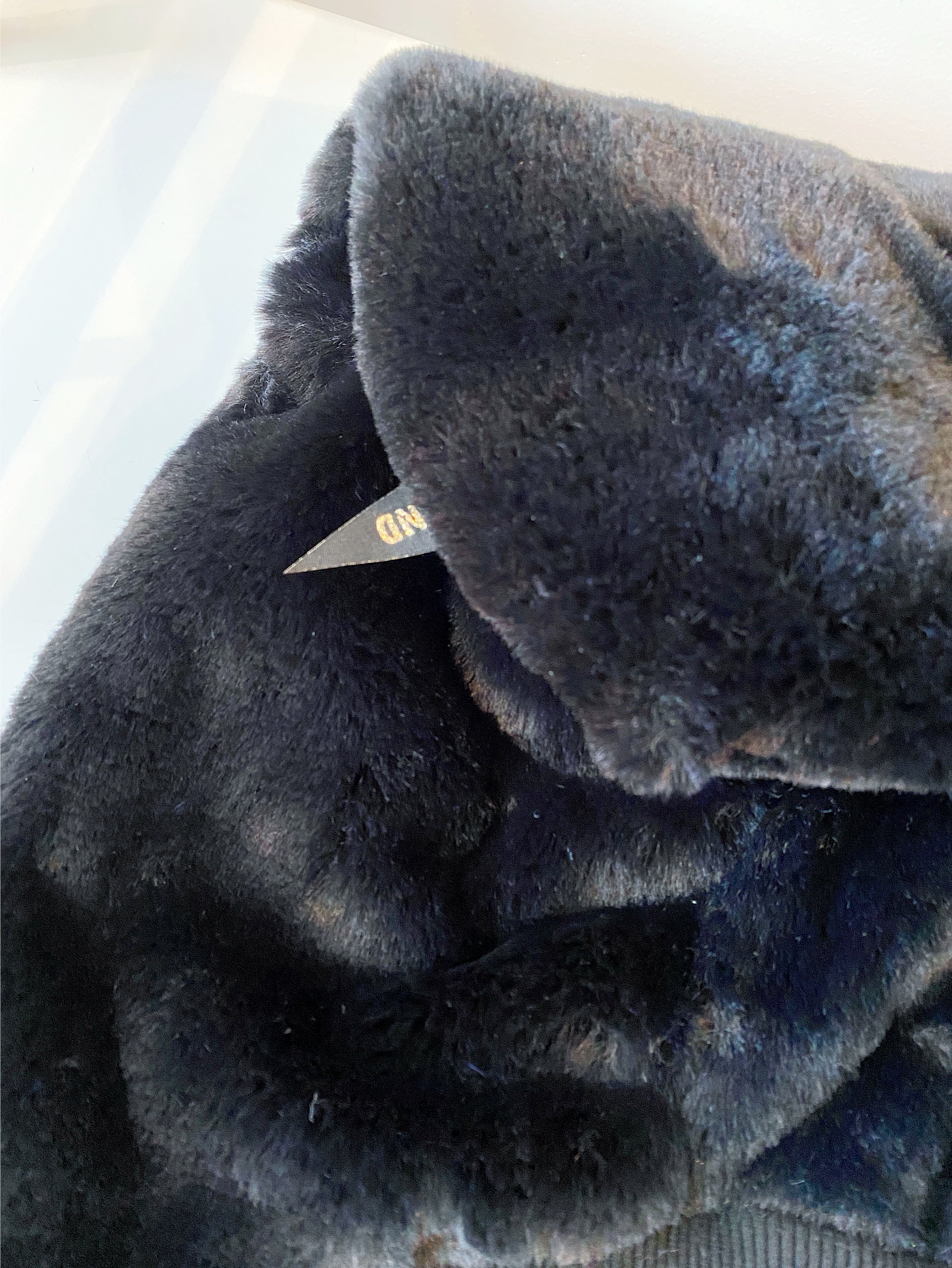 Faux Fur Dog Hoodie in Black >