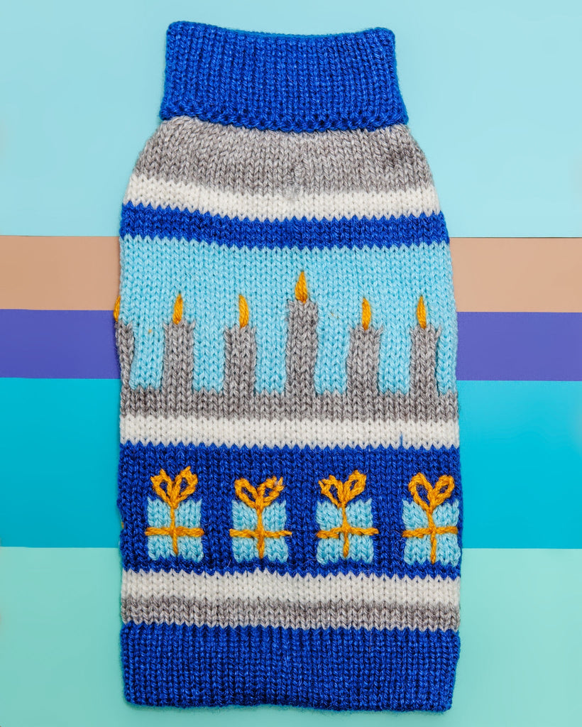 Yappy Hanukkah Handknit Dog Sweater Wear PERUVIAN KNITS   