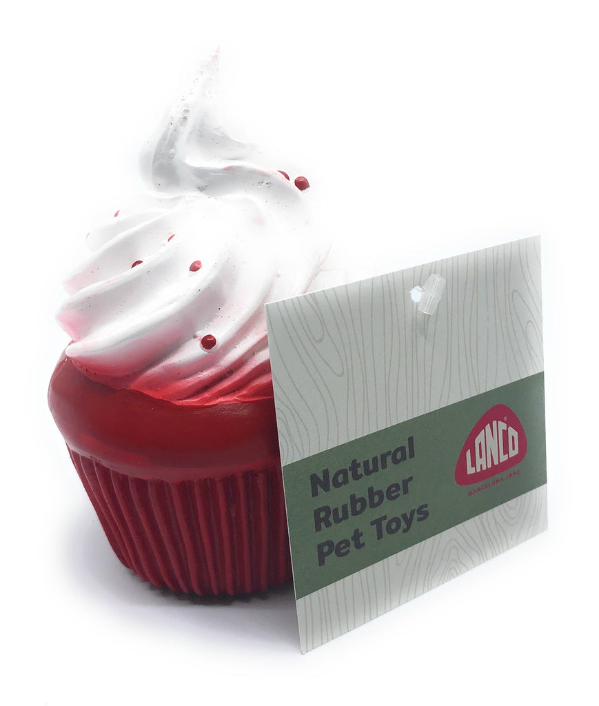 Red Velvet Squeaky Cupcake Latex Dog Toy (FINAL SALE) Toys LANCO TOYS   