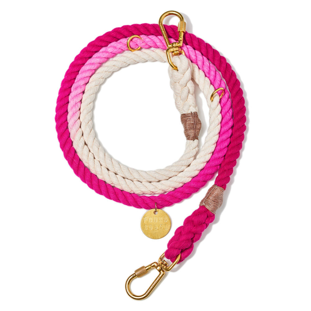 FOUND MY ANIMAL | Adjustable Rope Lead in Magenta Ombre Leash FOUND MY ANIMAL   