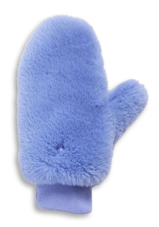 Le Mink Faux-Fur Dog Walking Mittens in Periwinkle HUMAN FABULOUS FURS   