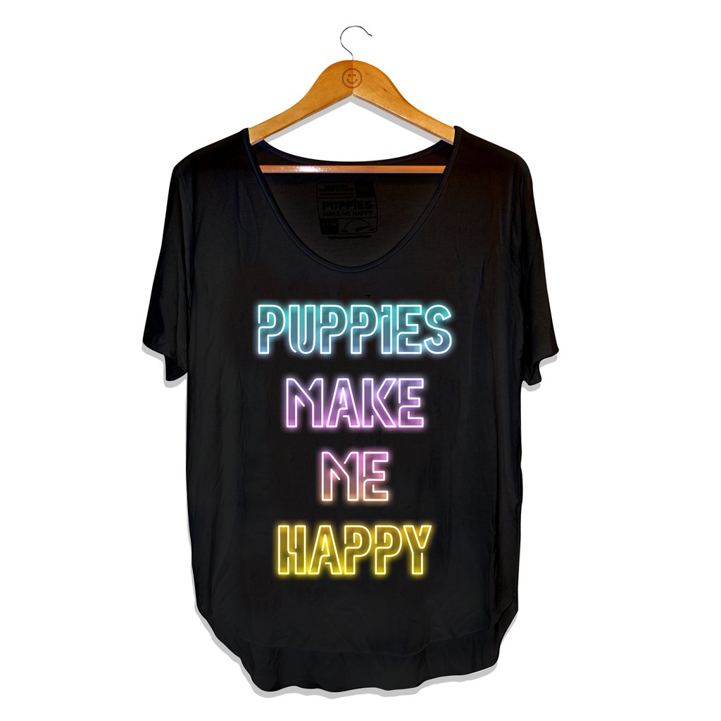 PUPPIES MAKE ME HAPPY | Neon Weekend Tee Human PUPPIES MAKE ME HAPPY   