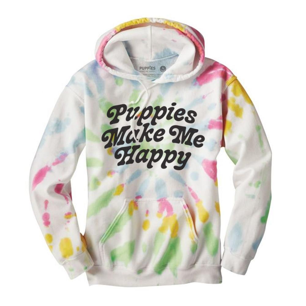 Puppies are Far Out Tie-Dye Unisex Hoodie Human PUPPIES MAKE ME HAPPY   