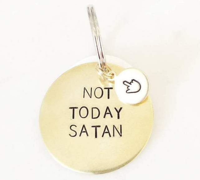 Not Today Satan Dog Tag Dog Tag ROCKAWAY GYPSY   
