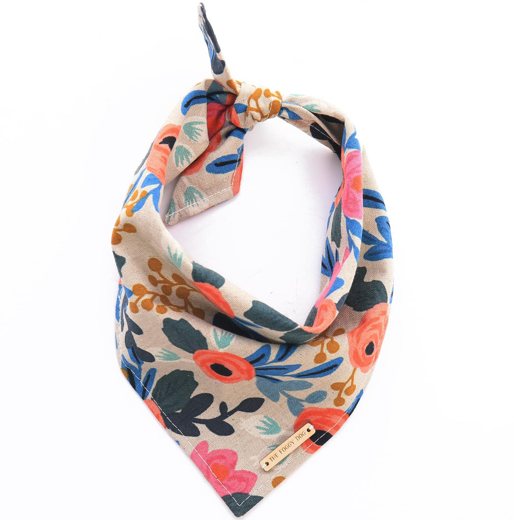 THE FOGGY DOG | Rosa Floral Natural Bandana Accessories THE FOGGY DOG   