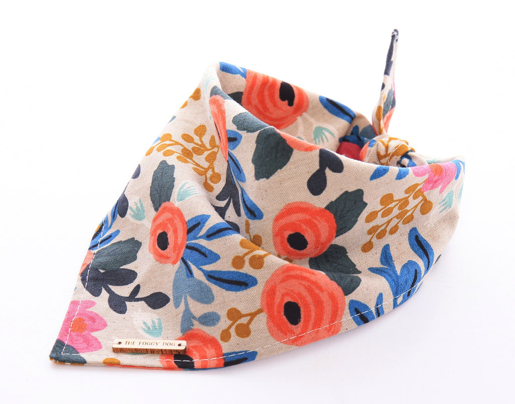 THE FOGGY DOG | Rosa Floral Natural Bandana Accessories THE FOGGY DOG   