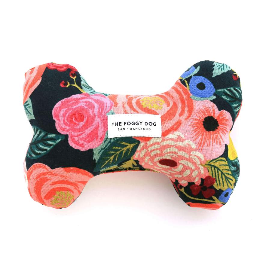 Painted Peonies Midnight Dog Squeaky Toy (FINAL SALE) Play THE FOGGY DOG   