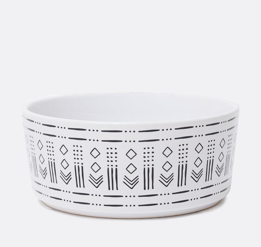 WAGGO | Mudcloth Ceramic Dog Bowl in Diamond  WAGGO   