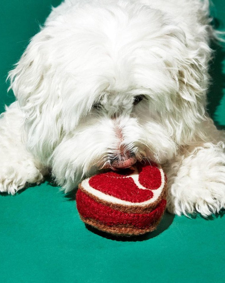 Boiled Wool Steak Dog Toy  << FINAL SALE >> Play WARE OF THE DOG   