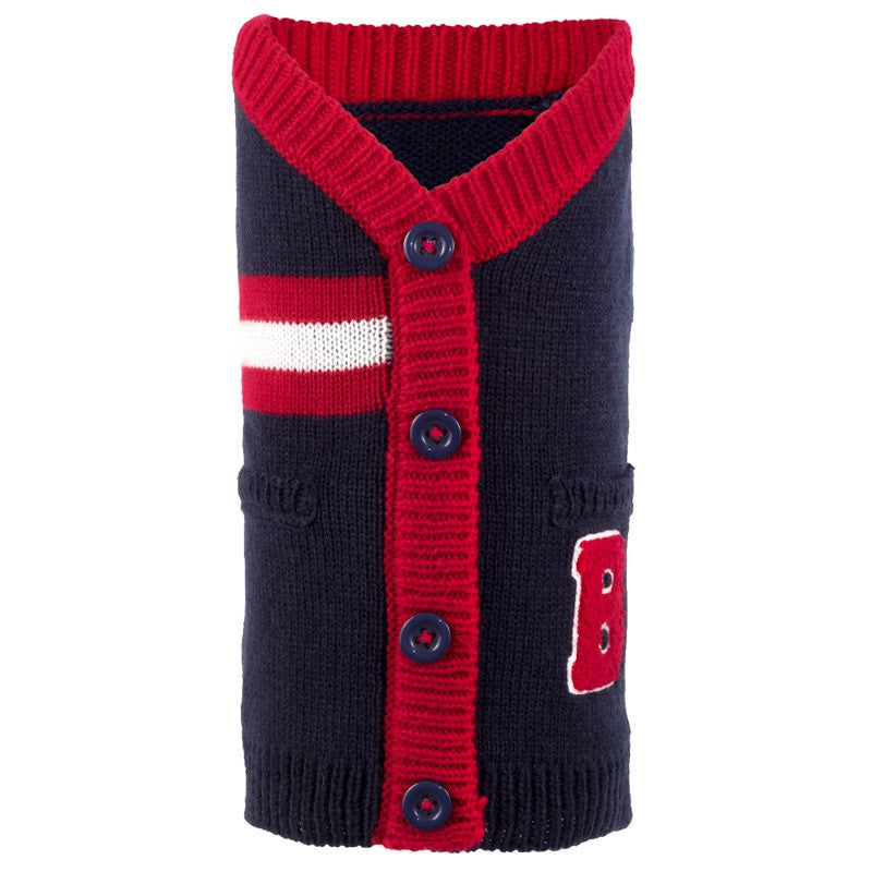 THE WORTHY DOG | Varsity Cardigan in Navy & Red Apparel THE WORTHY DOG   