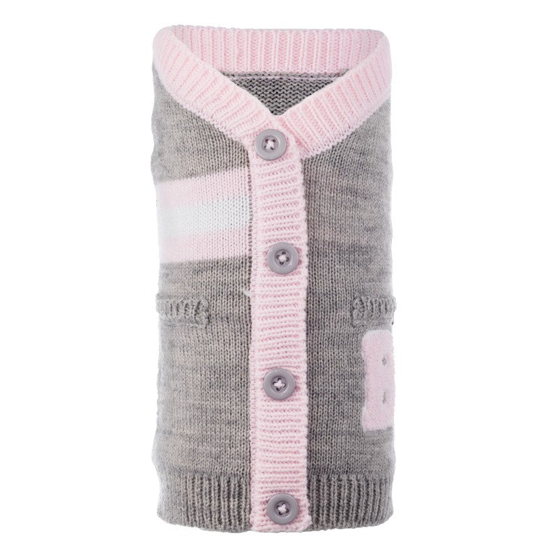THE WORTHY DOG | Varsity Cardigan in Pink & Grey Apparel THE WORTHY DOG   
